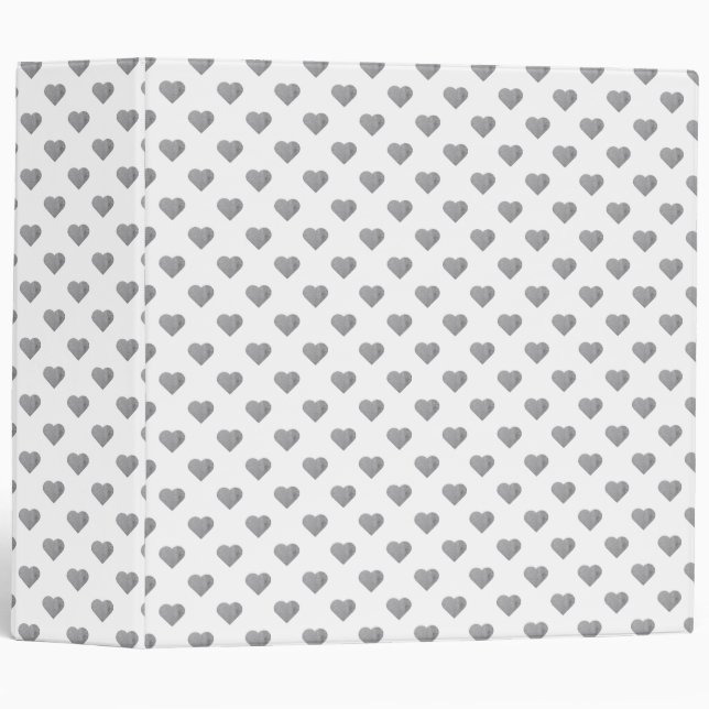 Symmetric Small Concrete Grey Hearts on White  Binder (Front/Spine)