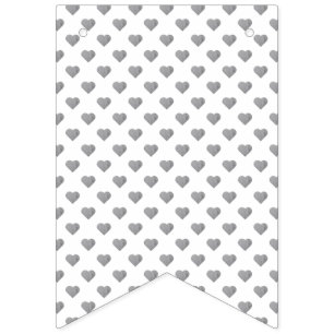 Symmetric Small Concrete Grey Hearts on White Bunting Flags