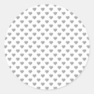 Symmetric Small Concrete Grey Hearts on White Classic Round Sticker