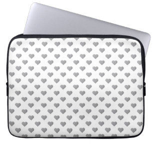 Symmetric Small Concrete Grey Hearts on White  Laptop Sleeve