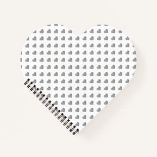 Symmetric Small Concrete Grey Hearts on White  Notebook