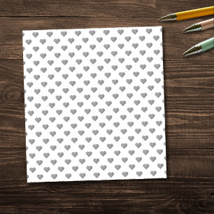 Symmetric Small Concrete Grey Hearts on White  Notepad
