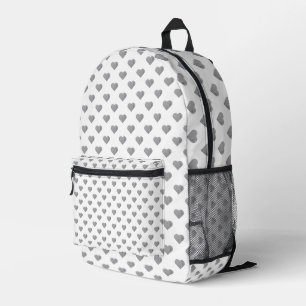 Symmetric Small Concrete Grey Hearts on White  Printed Backpack