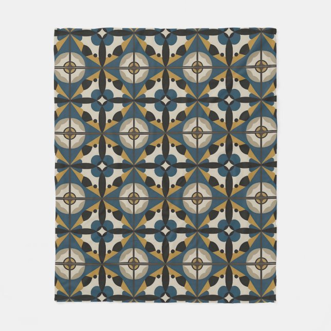 Symmetrical Abstract Art with Bold Geometric Fleece Blanket (Front)