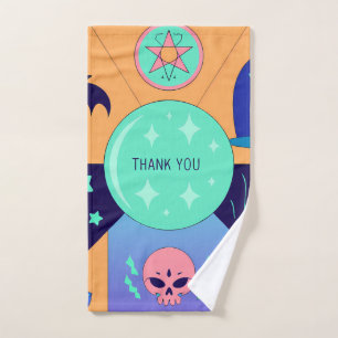 Symmetrical Abstract Pattern in Purple and White Hand Towel