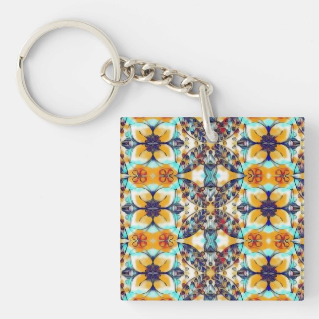 Symmetrical bold flower keychain (Front)