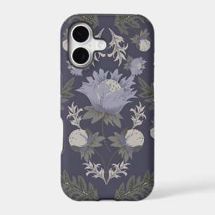Symmetrical dark purple floral pattern