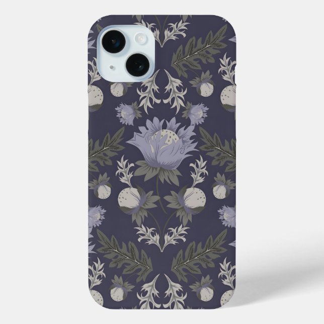 Symmetrical dark purple floral pattern Case-Mate iPhone case (Back)