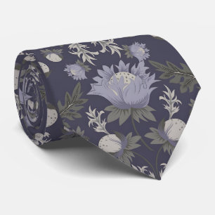Symmetrical dark purple floral pattern tie