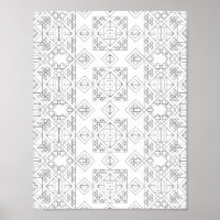 Symmetrical Diamond Tile Colouring Page Pattern Ar