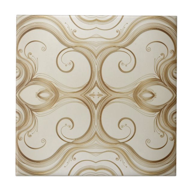 Symmetrical Elegance in Golden Tones Tile (Front)
