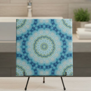 Symmetrical Geometric Soft Blue and Indigo Pattern Tile