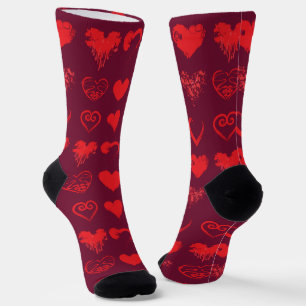 Symmetrical Grunge Hearts Socks