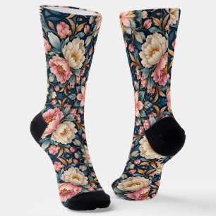 Symmetrical Modern Floral Kaleidoscope Socks