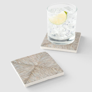 Symmetrical Natural Bamboo Fiber Weave Stone Coaster