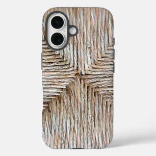 Symmetrical Natural Bamboo Fibre Weave Pattern iPhone 16 Case