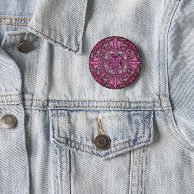 Symmetrical pattern (azulejos like) 2 inch round button (In Situ)