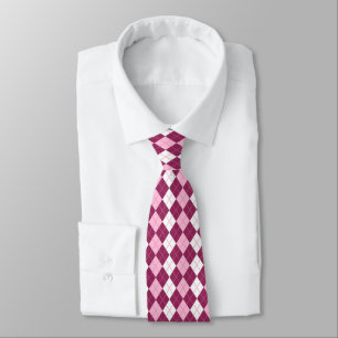 Symmetrical Pink and White Argyle Design Tie