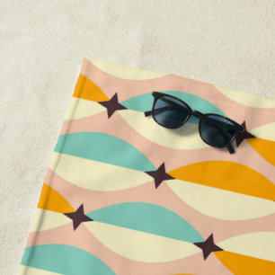 Symmetrical retro pattern with interlocking teal beach towel