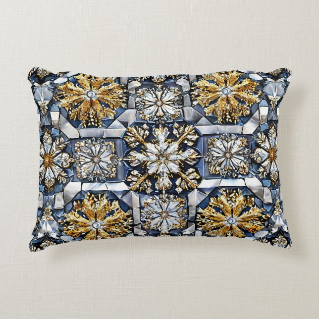 Symmetrical snowflake pattern accent pillow (Front)