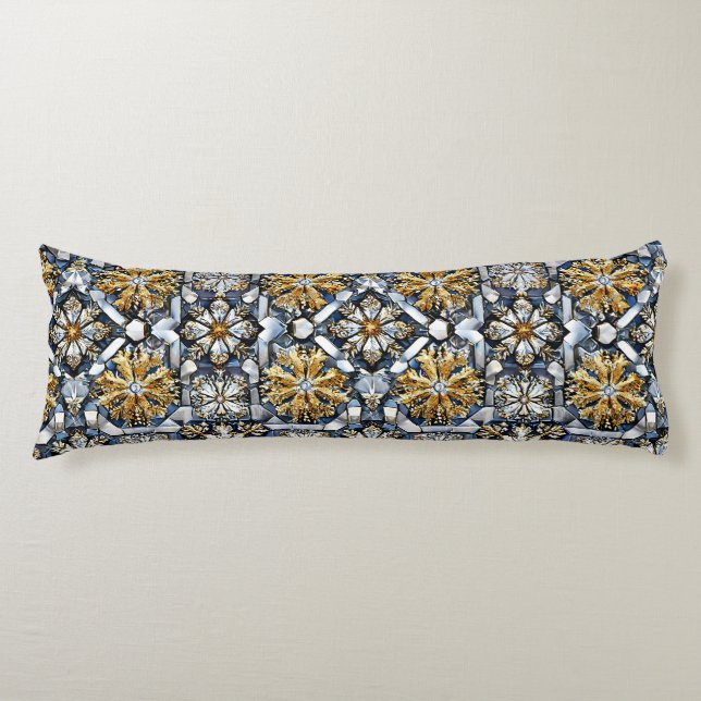 Symmetrical snowflake pattern body pillow (Front)