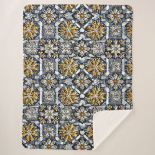 Symmetrical snowflake pattern sherpa blanket