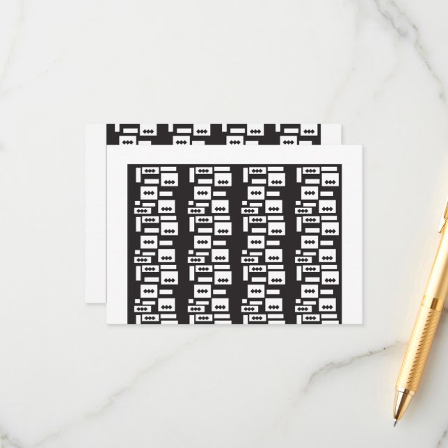 Symmetrical white geometric design with crisp, cle enclosure card (Front/Back In Situ)