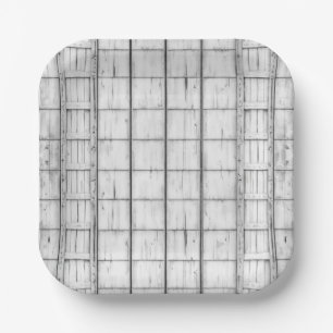 Symmetrical Whitewashed Wood Pattern Paper Plate