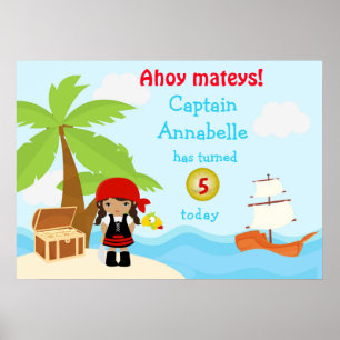 Sympa African American Pirate Girl Poster d'annive