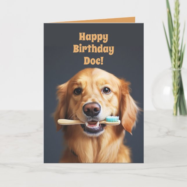 Sympa chien drôle pour Dentist Birthday Carte plié (Devant)
