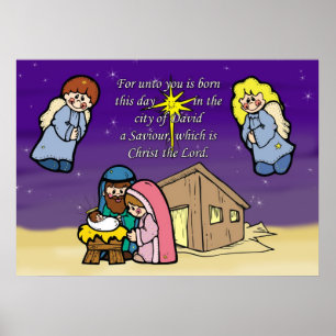 Sympa Nativité Scene Poster de Noël