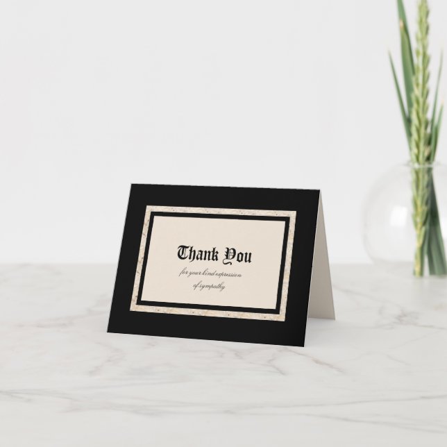 Sympathie blanche Merci Note Carte Design classiqu (Devant)
