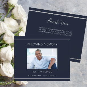 Sympathie bleu blanc photo simple carte de remerci