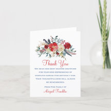 Sympathie de bouquet floral rouge Carte de remerci