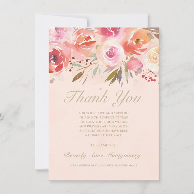 Sympathie Floral Blush Aquarelle Rose Merci (Devant)