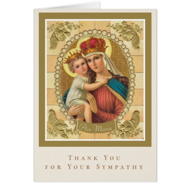 Sympathie funéraire catholique Carte Sainte Merci (Devant)