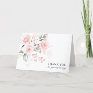 Sympathie funéraire Merci Aquarelle rose Floral