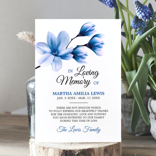 Sympathie Mémoire Fleur Bleu Magnolia MERCI (Créateur téléchargé)