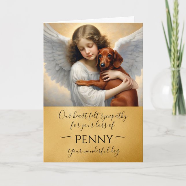 Sympathie pour la perte de la carte Ange Dachshund (Devant)