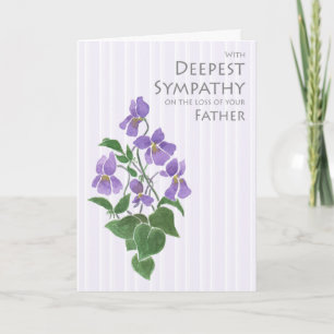 Sympathie pour la perte de père avec carte Violets