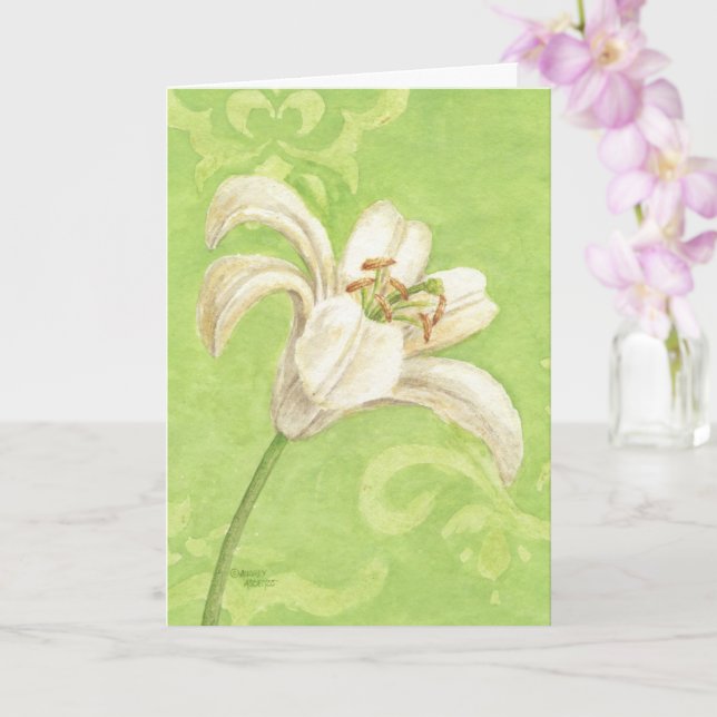 Sympathie White Lily Religieux Comfort Carte de Pa (Orchidée)