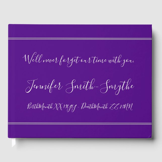 Sympathies simples et respectueuses Livre d'or (Recto)