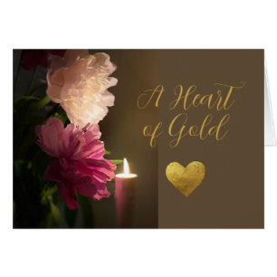 Sympathy A Heart of Gold Candle and Peonies