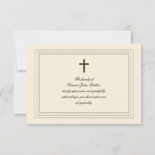 Sympathy Acknowledgement Card Cream Colour