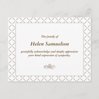 Sympathy Acknowledgment Card