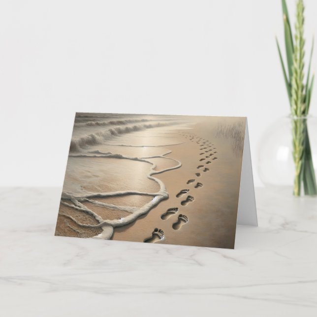 Sympathy Beach Footprints And Seafoam Card (Front)
