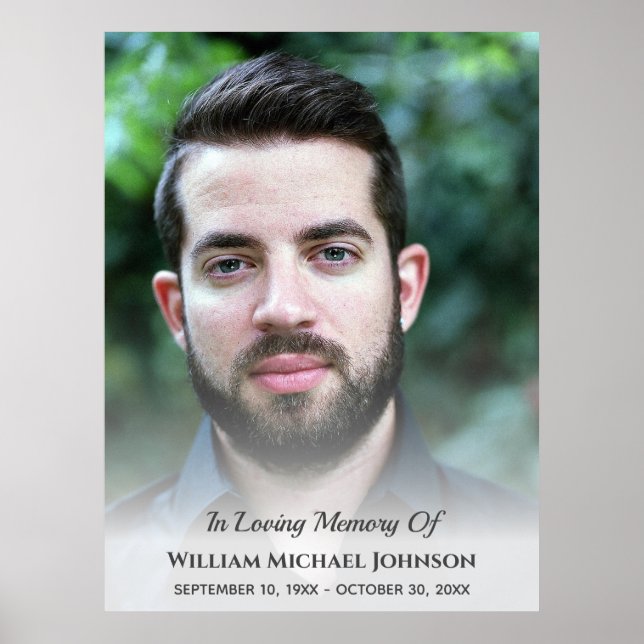 Sympathy Bereavement Funeral Memorial Custom Photo Poster (Front)