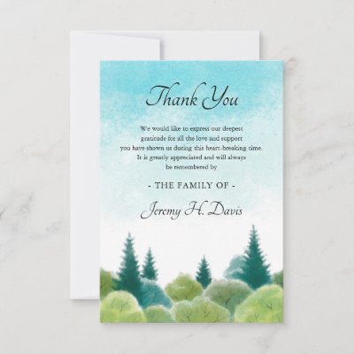 Sympathy Bereavement Funeral Watercolor Woodland