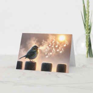 Sympathy Bird Singing On Old Fence Card