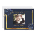 Sympathy blue floral gold thank you photo